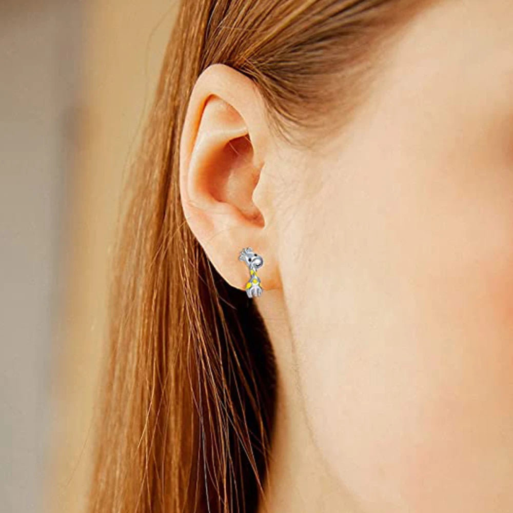 Boucles d'oreilles Girafes, bijou en plaqué argent 925