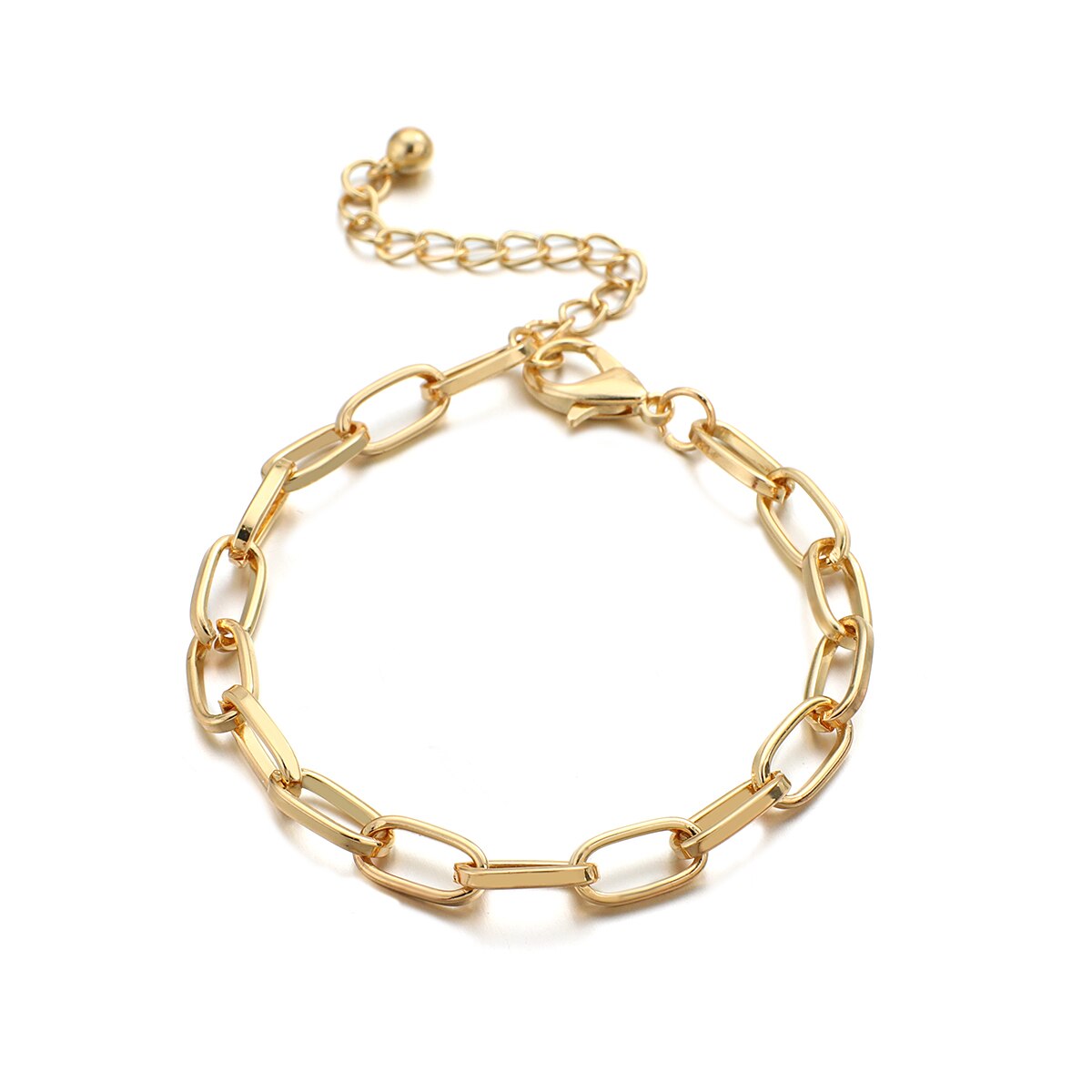 Bracelet à gros maillons ovales, bijou en acier inoxydable doré