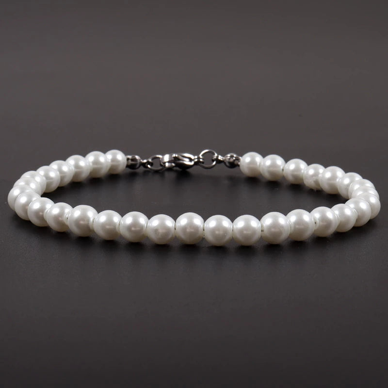 Bracelet de perles beige ivoire, bijou en acrylique
