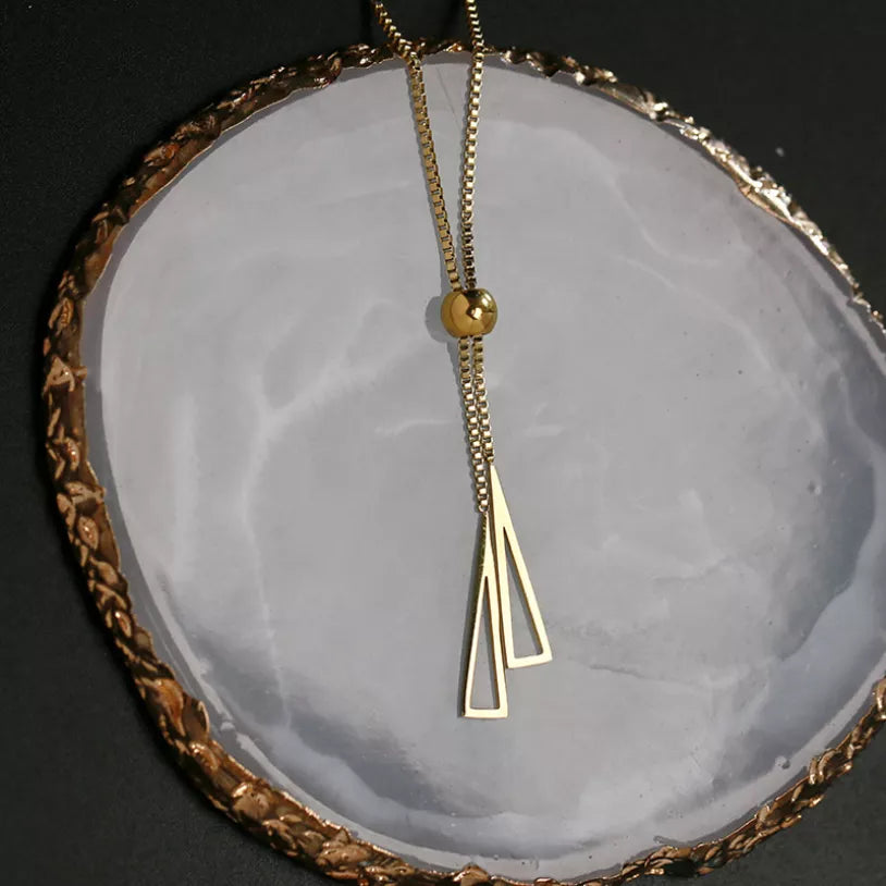 Collier pendentif géométrique, bijou en acier inoxydable doré