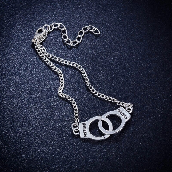 Collier Menottes, ras-du-cou, bijou en acier inoxydable argenté