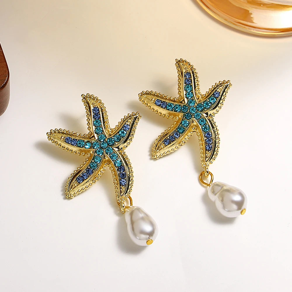 Boucles d'oreilles Étoiles de mer, bijou en plaqué or et en acrylique