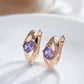 Boucles d'oreilles zircons mauves, bijou en plaqué or rose et en zircons naturels