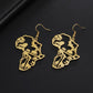 Boucles d'oreilles avec carte de l'Afrique, bijou en acier inoxydable doré