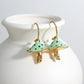boucles d'oreilles créoles avec champignons verts