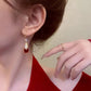 Boucles d'oreilles éléphant pierre agate rouge, bijou en acier inoxydable doré