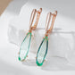 Boucles d'oreilles pendantes pierre de cristal tourmaline verte, bijou en plaqué or rose 585 (14 carats) et en cristal