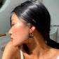 Boucles d'oreilles géométriques vert foncé, bijou en alliage plaqué or et en acrylique