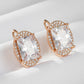 Boucles d'oreilles pierre de cristal et zircons, bijou en plaqué or rose 585 (14 carats) et en zircons naturels