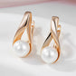 Boucles d'oreilles perles nacrées, bijou en plaqué or rose 585 (14 carats)