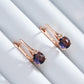 Boucles d'oreilles Zircons mauves, bijou en alliage plaqué or rose 585 (14 carats) et en zircons naturels