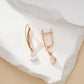 Boucles d'oreilles zircons en forme de poire, bijou en plaqué or rose 585 (14 carats) et en zircons naturels