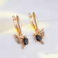 Boucles d'oreilles Oiseau noir, bijou en alliage plaqué or 585 (14 ct) et zircons naturels