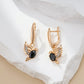 Boucles d'oreilles Oiseau noir, bijou en alliage plaqué or 585 (14 ct) et zircons naturels