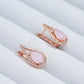 Boucles d'oreilles goutte en zircon rose, bijou en plaqué or rose 585 (14 carats) et en zircons naturels