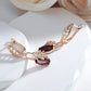 Boucles d'oreilles pendantes pierres de cristal violettes, bijou en plaqué or rose 585 (14 carats)