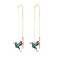 Boucles d'oreilles pendantes Oiseau bleu, bijou en alliage plaqué or 585 (14 carats) et en zircons naturels