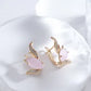 Boucles d'oreilles Poisson, bijou en alliage plaqué or 585 (14 ct) et zircons naturels