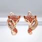 Boucles d'oreilles Renard, bijou en plaqué or 585 (14 carats) et en zircons naturels
