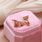 Boucles d'oreilles Renard, bijou en plaqué or 585 (14 carats) et en zircons naturels