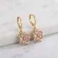 Boucles d'oreilles Sakura, bijou en acier inoxydable plaqué or, cristaux et zircons