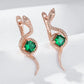 Boucles d'oreilles Serpent, bijou en alliage plaqué or 585 (14 carats) et en zircons naturels