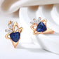 Boucles d'oreilles Zircons bleu saphir et blancs, bijou en alliage plaqué or 585 (14 carats) et en zircons naturels