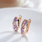 Boucles d'oreilles serties de zircons mauves, bijou en plaqué or rose 585 (14 carats) et en zircons naturels
