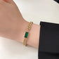 Bracelet cristal vert émeraude, bijou en acier inoxydable plaqué or et en cristal