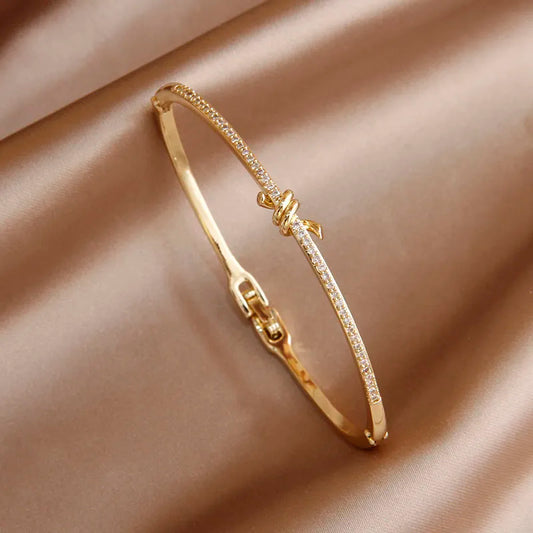 Bracelet Serpent, bijou en plaqué or jaune 585 (14 carats) et en zircons naturels