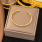 Bracelet jonc bambou, bijou en acier inoxydable doré