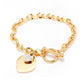 Bracelet à breloques duo de coeurs, bijou en acier inoxydable plaqué or