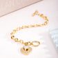 Bracelet à breloques duo de coeurs, bijou en acier inoxydable plaqué or