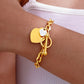 Bracelet à breloques duo de coeurs, bijou en acier inoxydable plaqué or