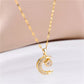 Collier Croissant de lune avec zircons, bijou en acier inoxydable doré
