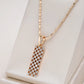 Collier pendentif géométrique, bijou en plaqué or rose et en zircons naturels
