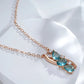 Collier de zircons bleu aquamarine et de zircons blancs, bijou en plaqué or rose