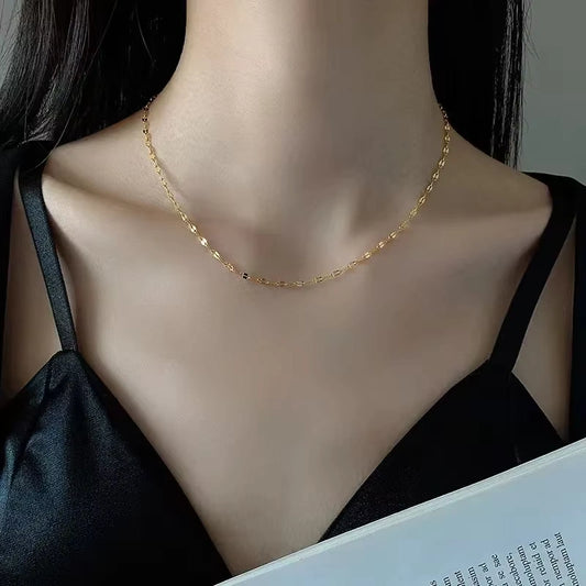 Chaîne maille Lips, bijou en acier inoxydable doré