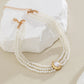 Collier multicouches de perles beige ivoire, bijou en acrylique