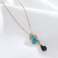 Collier Blue, bijou en alliage plaqué or 585 (14 carats) et en zircons naturels