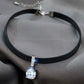 Collier ras-du-cou en cuir avec pendentif en zircon, bijou en plaqué argent