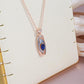 Collier Zircon bleu, bijou en alliage plaqué or 585 (14 carats) et en zircon naturel