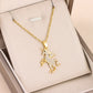 Collier Licorne, bijou en acier inoxydable doré et zircons naturels