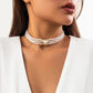 Collier multicouches de perles beige ivoire, bijou en acrylique