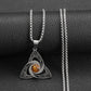 Collier Noeud de Vikings et pierre oeil de tigre, bijou en acier inoxydable et en pierre naturelle
