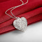 Collier Coeur ajouré et fleuri, bijou en alliage plaqué argent