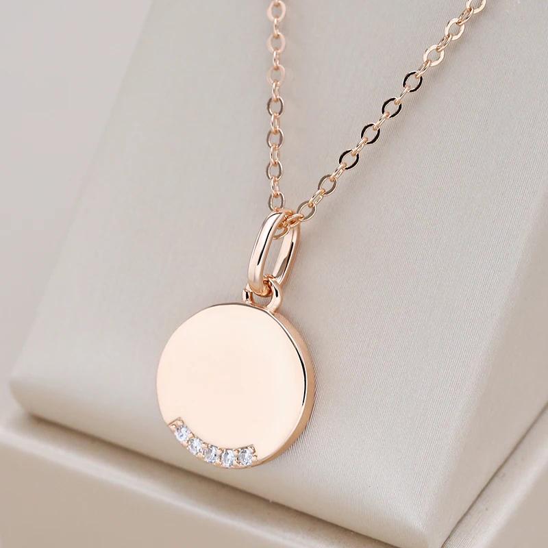 Collier disque et zircons, bijou en plaqué or rose et en zircons naturels