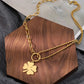 Collier asymétrique trèfle, bijou en acier inoxydable doré