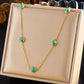Collier Pierre turquoise, bijou en acier inoxydable 316L doré