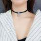 Collier ras-du-cou en cuir avec pendentif en zircon, bijou en plaqué argent